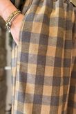 Nora Brushed Cotton Gingham Kick Pant Deep Olive